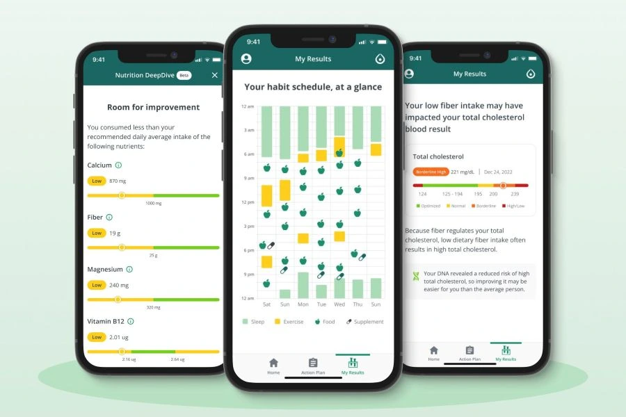 InsideTracker advice examples on phone